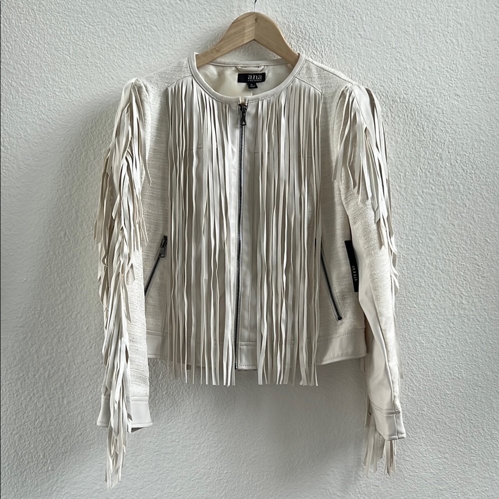 a.n.a White Fringe Jacket